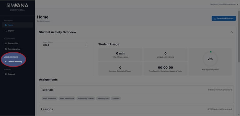 Lesson Planning Sidebar Location